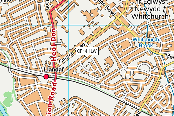 CF14 1LW map - OS VectorMap District (Ordnance Survey)