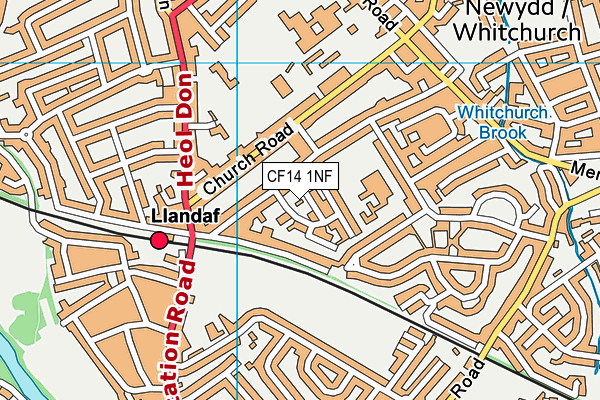 CF14 1NF map - OS VectorMap District (Ordnance Survey)