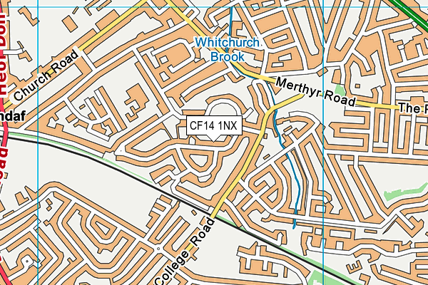 CF14 1NX map - OS VectorMap District (Ordnance Survey)