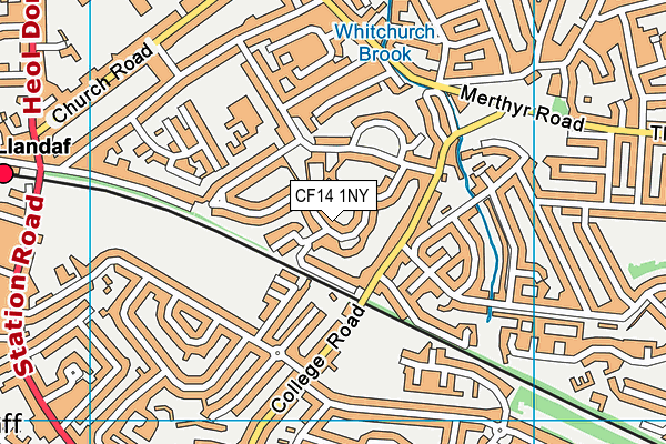 CF14 1NY map - OS VectorMap District (Ordnance Survey)