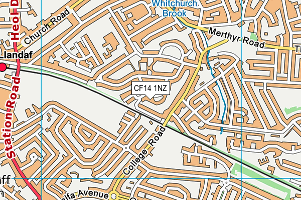 CF14 1NZ map - OS VectorMap District (Ordnance Survey)