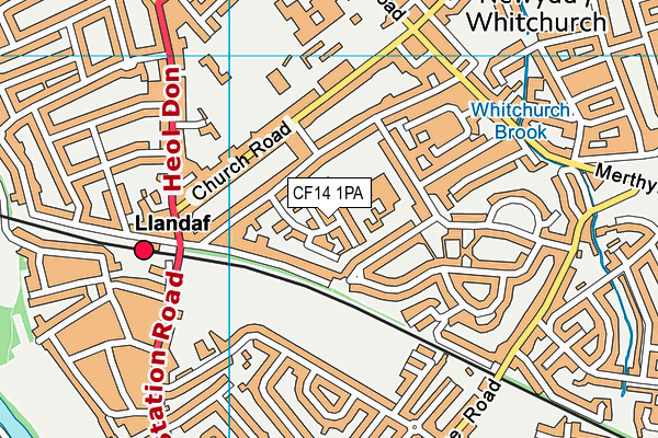 CF14 1PA map - OS VectorMap District (Ordnance Survey)