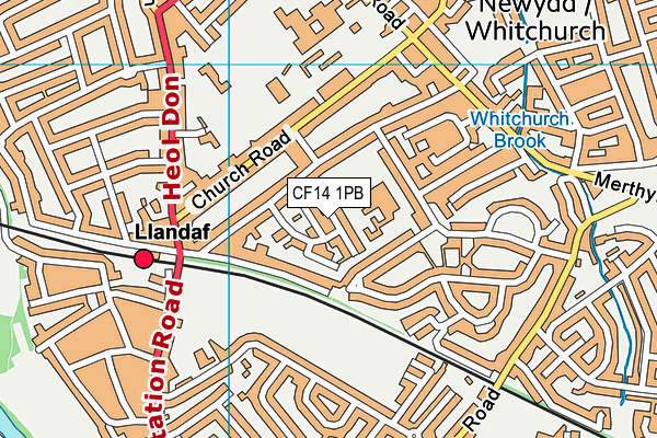 CF14 1PB map - OS VectorMap District (Ordnance Survey)