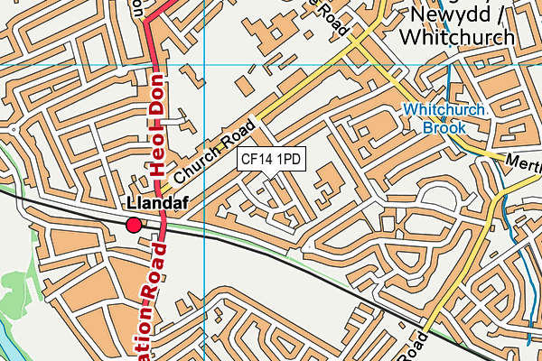 CF14 1PD map - OS VectorMap District (Ordnance Survey)