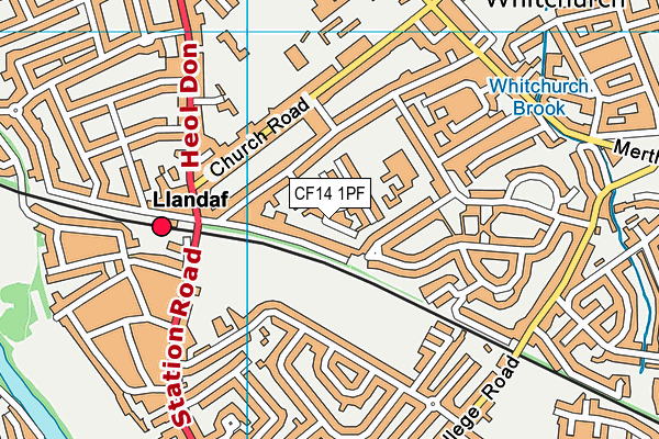 CF14 1PF map - OS VectorMap District (Ordnance Survey)