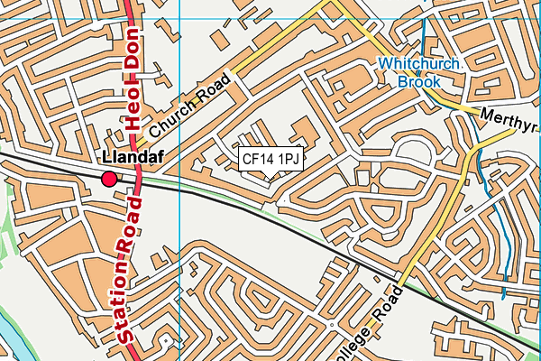 CF14 1PJ map - OS VectorMap District (Ordnance Survey)