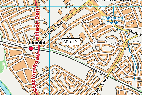 CF14 1PL map - OS VectorMap District (Ordnance Survey)