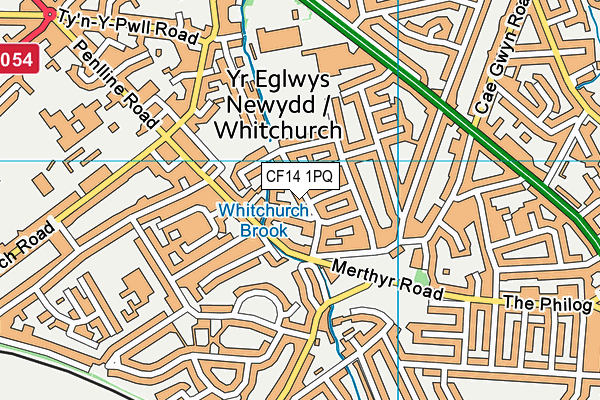 CF14 1PQ map - OS VectorMap District (Ordnance Survey)