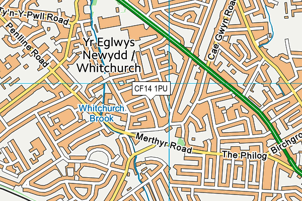 CF14 1PU map - OS VectorMap District (Ordnance Survey)