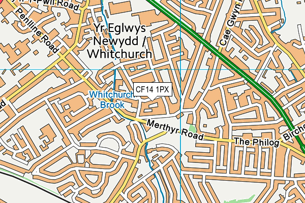 CF14 1PX map - OS VectorMap District (Ordnance Survey)