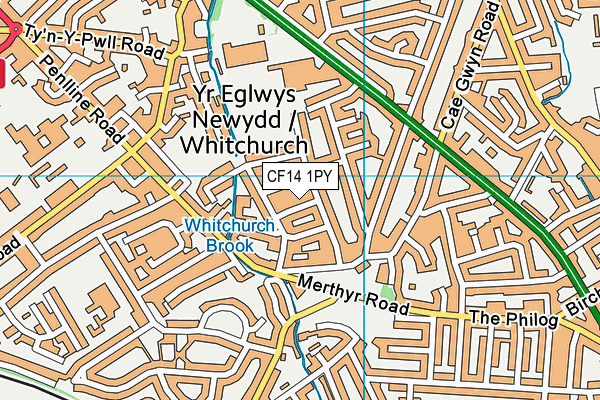 CF14 1PY map - OS VectorMap District (Ordnance Survey)