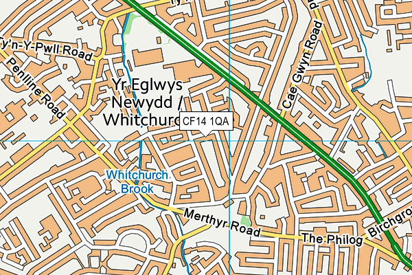 CF14 1QA map - OS VectorMap District (Ordnance Survey)