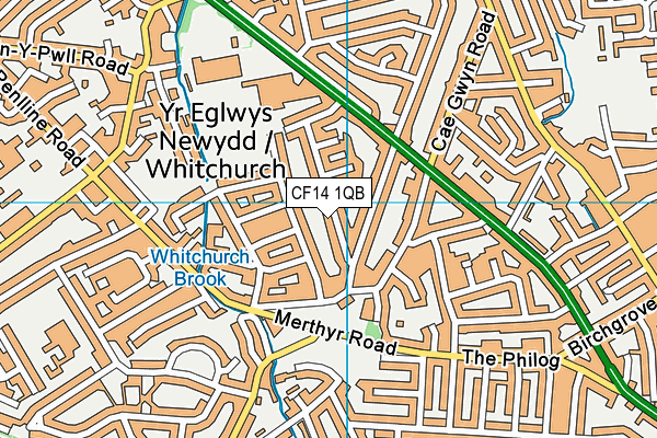 CF14 1QB map - OS VectorMap District (Ordnance Survey)