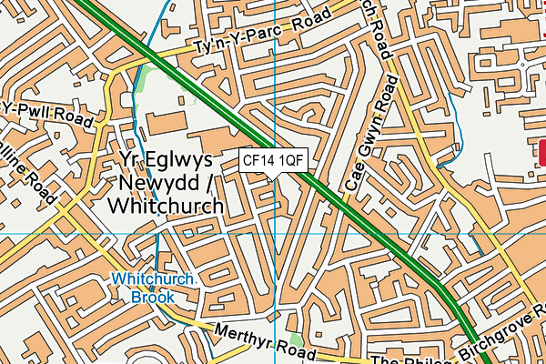 CF14 1QF map - OS VectorMap District (Ordnance Survey)