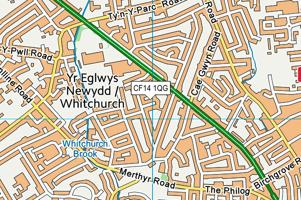 CF14 1QG map - OS VectorMap District (Ordnance Survey)