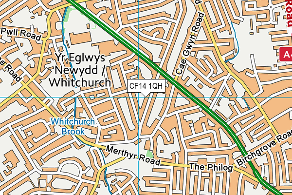 CF14 1QH map - OS VectorMap District (Ordnance Survey)