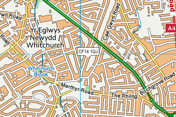 CF14 1QJ map - OS VectorMap District (Ordnance Survey)