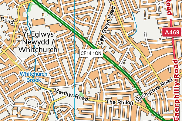 CF14 1QN map - OS VectorMap District (Ordnance Survey)