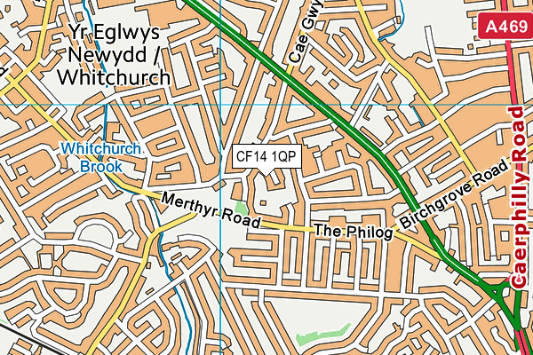 CF14 1QP map - OS VectorMap District (Ordnance Survey)