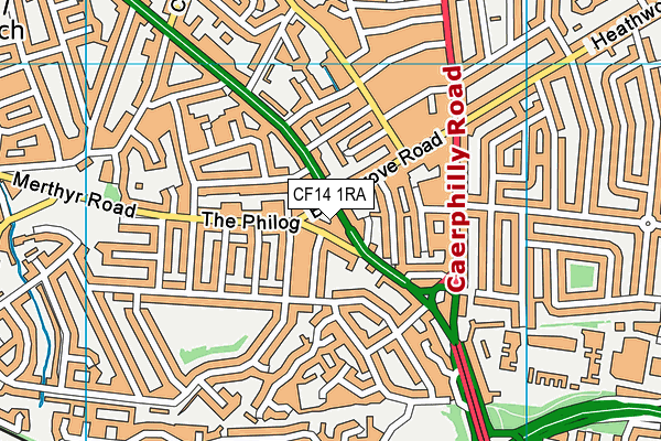 CF14 1RA map - OS VectorMap District (Ordnance Survey)