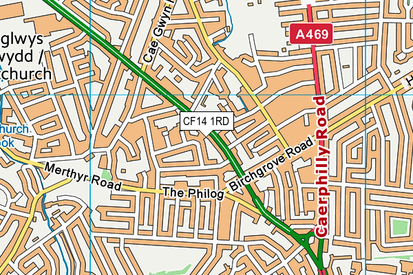 CF14 1RD map - OS VectorMap District (Ordnance Survey)