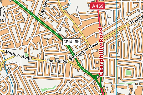 CF14 1RH map - OS VectorMap District (Ordnance Survey)