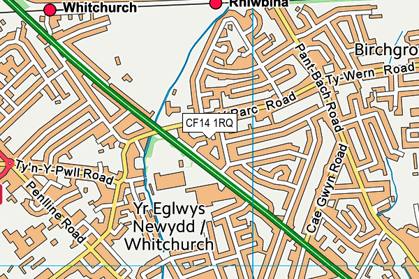 CF14 1RQ map - OS VectorMap District (Ordnance Survey)