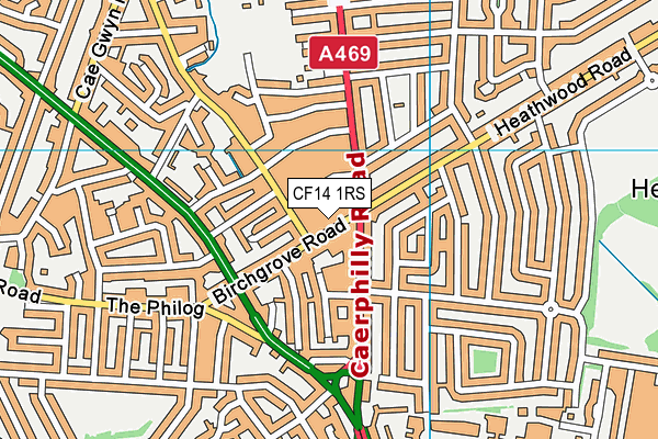 CF14 1RS map - OS VectorMap District (Ordnance Survey)