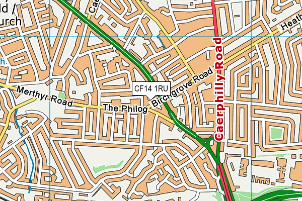 CF14 1RU map - OS VectorMap District (Ordnance Survey)