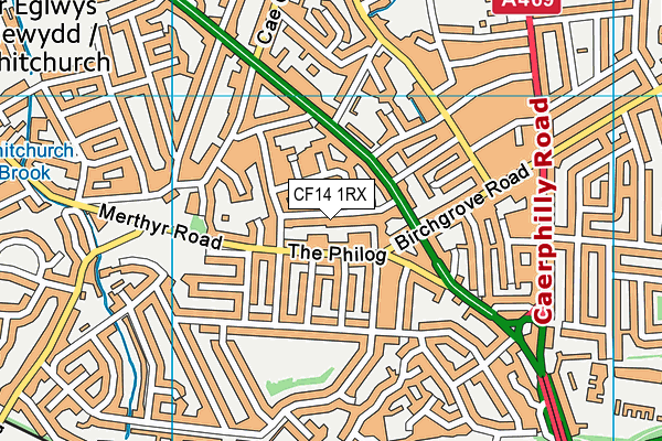 CF14 1RX map - OS VectorMap District (Ordnance Survey)