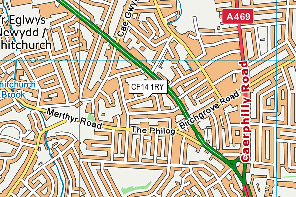 CF14 1RY map - OS VectorMap District (Ordnance Survey)