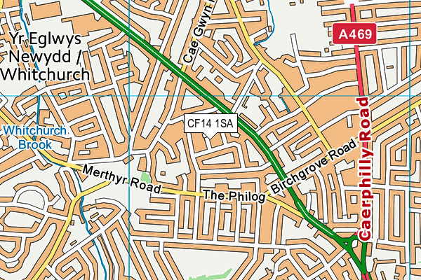 CF14 1SA map - OS VectorMap District (Ordnance Survey)