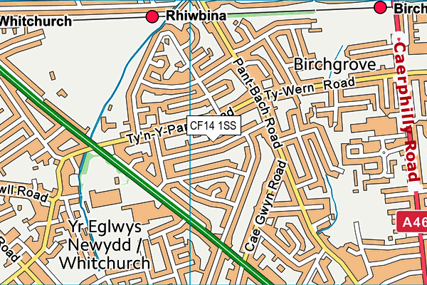 CF14 1SS map - OS VectorMap District (Ordnance Survey)