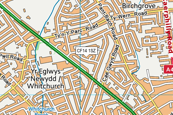 CF14 1SZ map - OS VectorMap District (Ordnance Survey)