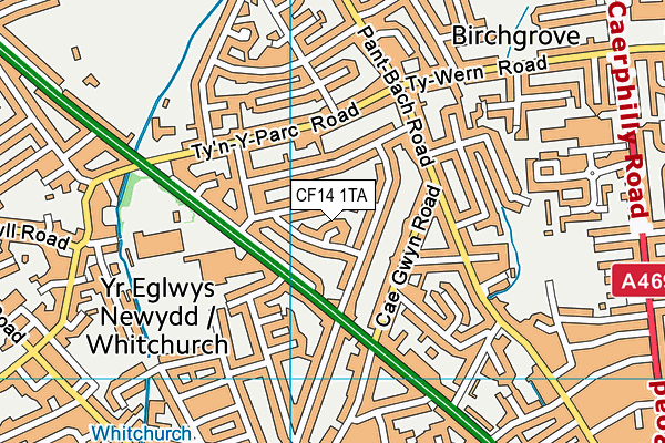 CF14 1TA map - OS VectorMap District (Ordnance Survey)