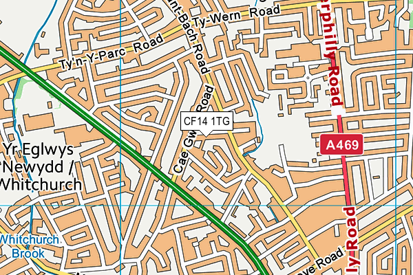 CF14 1TG map - OS VectorMap District (Ordnance Survey)