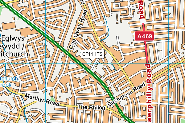 CF14 1TS map - OS VectorMap District (Ordnance Survey)