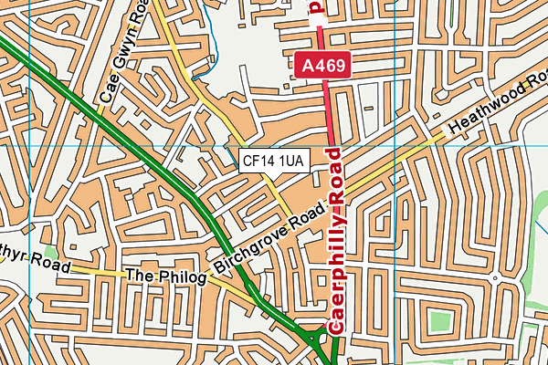 CF14 1UA map - OS VectorMap District (Ordnance Survey)