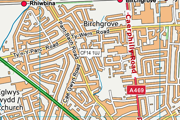 CF14 1UJ map - OS VectorMap District (Ordnance Survey)