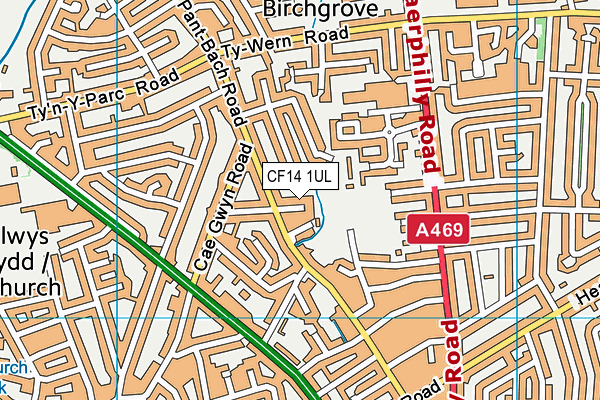 CF14 1UL map - OS VectorMap District (Ordnance Survey)