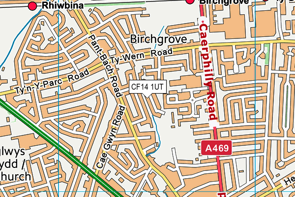 CF14 1UT map - OS VectorMap District (Ordnance Survey)