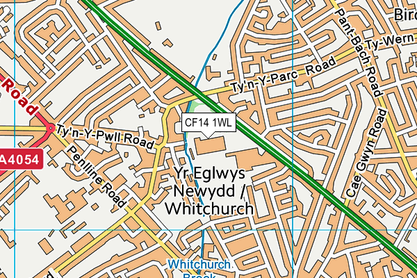 CF14 1WL map - OS VectorMap District (Ordnance Survey)