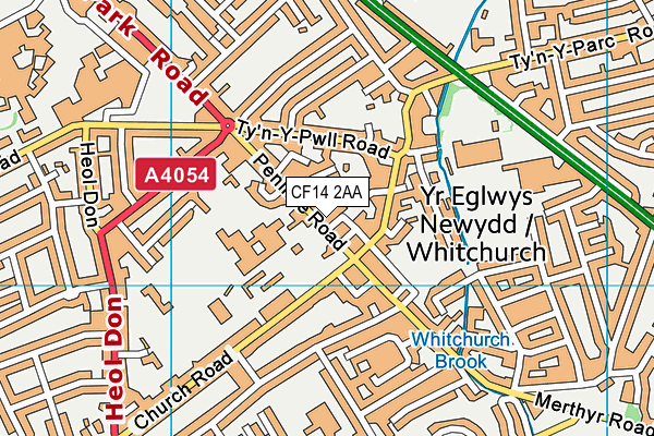 CF14 2AA map - OS VectorMap District (Ordnance Survey)