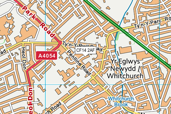 CF14 2AF map - OS VectorMap District (Ordnance Survey)