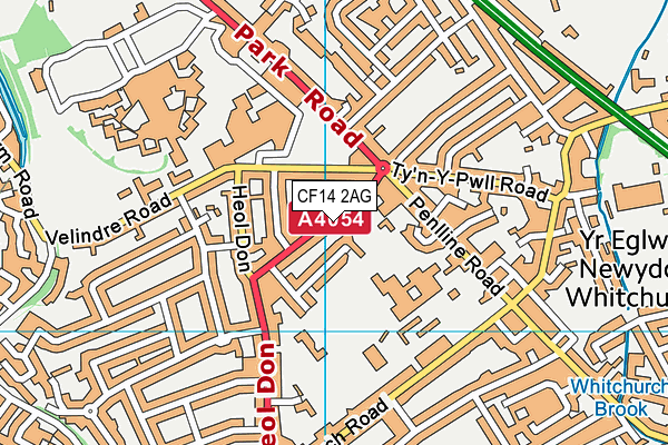 CF14 2AG map - OS VectorMap District (Ordnance Survey)