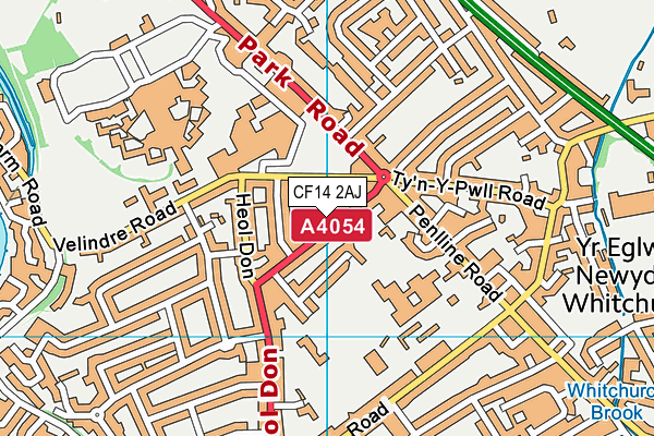 CF14 2AJ map - OS VectorMap District (Ordnance Survey)