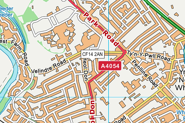 CF14 2AN map - OS VectorMap District (Ordnance Survey)