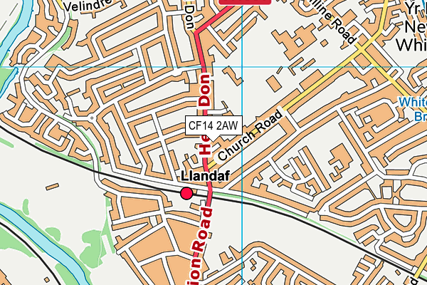 CF14 2AW map - OS VectorMap District (Ordnance Survey)