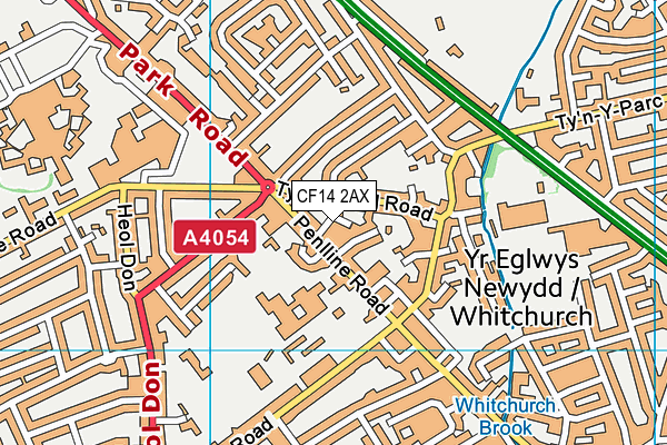 CF14 2AX map - OS VectorMap District (Ordnance Survey)