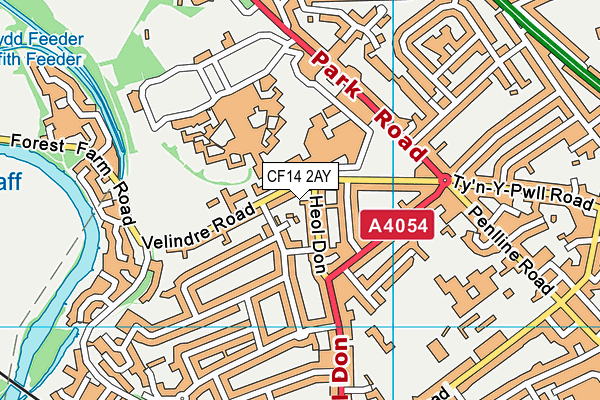 CF14 2AY map - OS VectorMap District (Ordnance Survey)